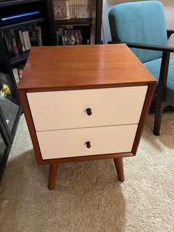2 matching mid century modern aesthetic end tables or night stands