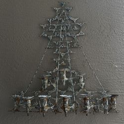Vintage Mid Century Brutalist Marc Weinstein Candelabra Iron Wall Sculpture 