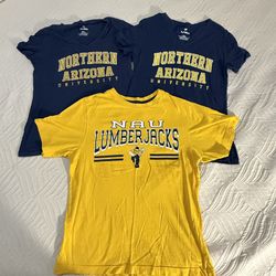 Northern Arizona University Lumberjacks yellow and navy t-shirts bundle Size S 