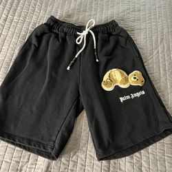 Black fashion fleece shorts