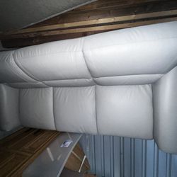 Light Grey Leather Sofa and Love Seat