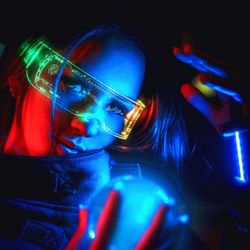 USB Rechargeable LED Light Up Glasses,7 Colors Changing Flashing Luminous Glasses for Cosplay Halloween Bar Club Party