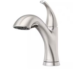 Pfister Wray Single-Handle Pull-Out Sprayer Kitchen Faucet Deckplate Included in Spot Defense Stainless Steel=E1-980