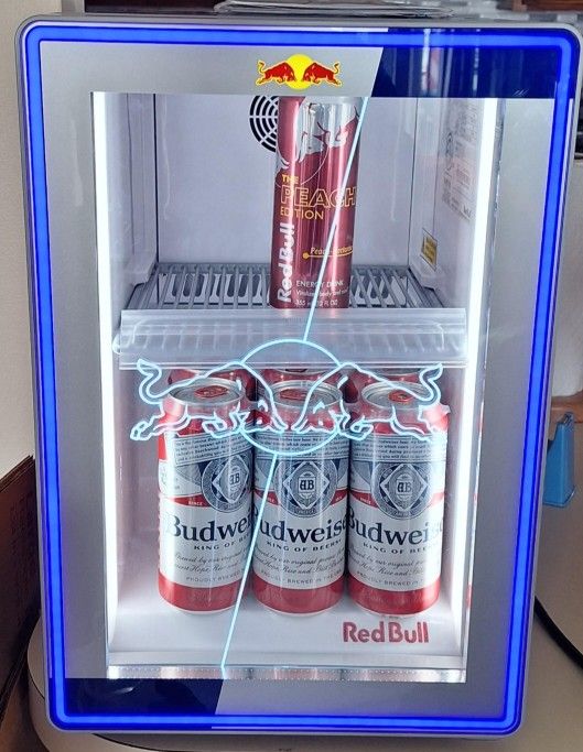Red Bull Mini Fridge With Adjustable Led Lighting for Sale