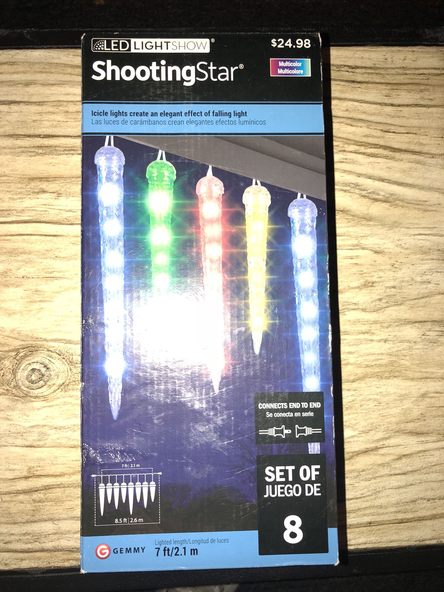 Gemmy Multi Color Led Lightshow Shooting Star Icicle Lights ppgbbe