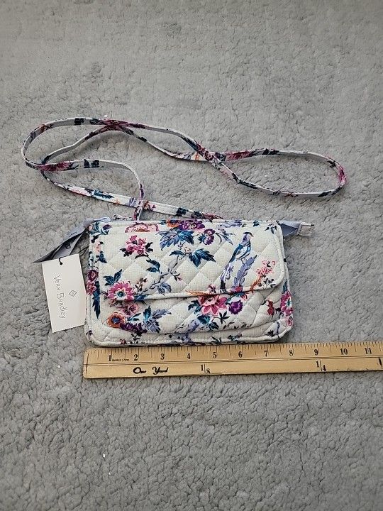 Vera Bradley Women's Cotton Wallet Crossbody Bag W/ RFID Protection Floral NWT