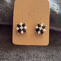 Onyx And CZ Earrings 
