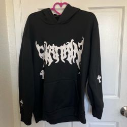 Black Graphic Pullover Hoodie