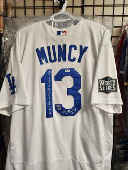 Dodgers Max Muncy Signed, Inscribed, MLB-Certified World Series Jersey 