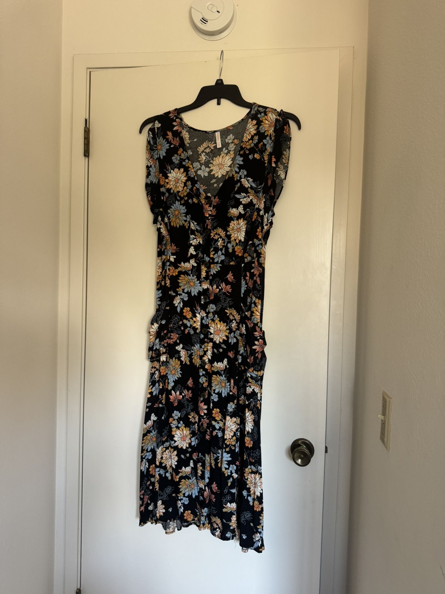Xhilaration Black Floral Maxi Dress