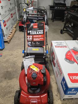 Brand new Toro personal pace SmartStow Self-Propelled Lawnmowers 
Warranty included 
$449