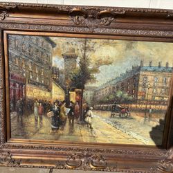 Large Framed Hand-Painted Oil Painting – 22” x 35”