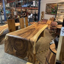 Solid Monkey Pod Waterfall Dining Table