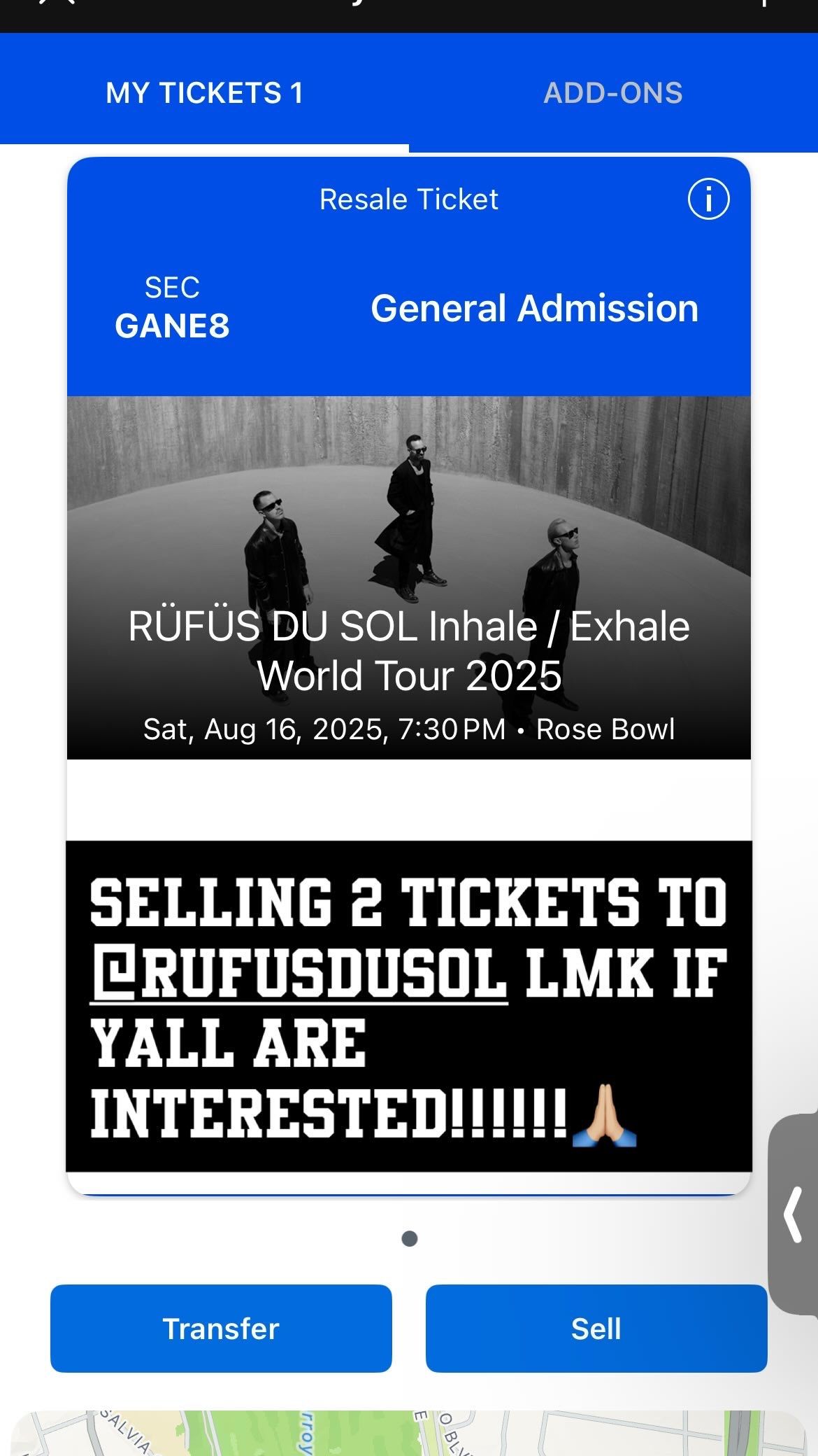 Selling 2 Tickets To Rüfüs Du Sol Concert 
