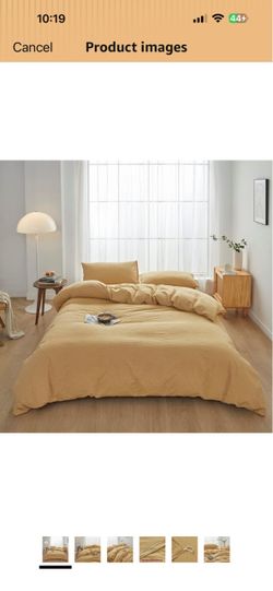FACE TWO FACE Bedding Duvet Cover Set100% Washed Cotton Duvet Cover Linen Like Textured Breathable Durable Soft Comfy (King, Ginger)