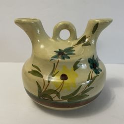 Vintage Pottery Double Wedding Vase Signed 