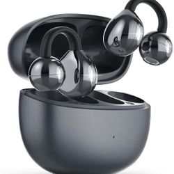 Open Ear Earbuds, Air Conduction Headphones Wireless Earbuds Bluetooth 5.4, Clip on Headphones with Mic 42H Playtime, Over Ear Earbuds Comfortable for
