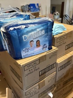 32 packs of Comfees DriNite premium youth pants L/XL 60- 125 + Lbs 27 -57 +kg  13 youth pants per pack  Pick up or meet up ⬆️ in Powder Springs Ga 301