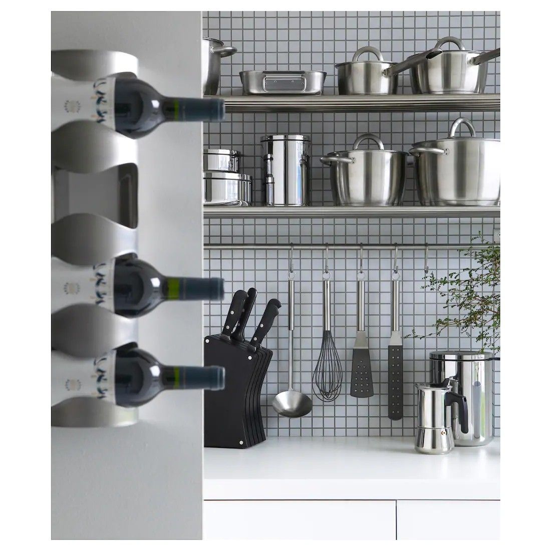 IKEA VURM 4-bottle wine racks (2), stainless steel