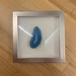 Natural Blue Agate Stone Slice Shadow Box Wall Art 