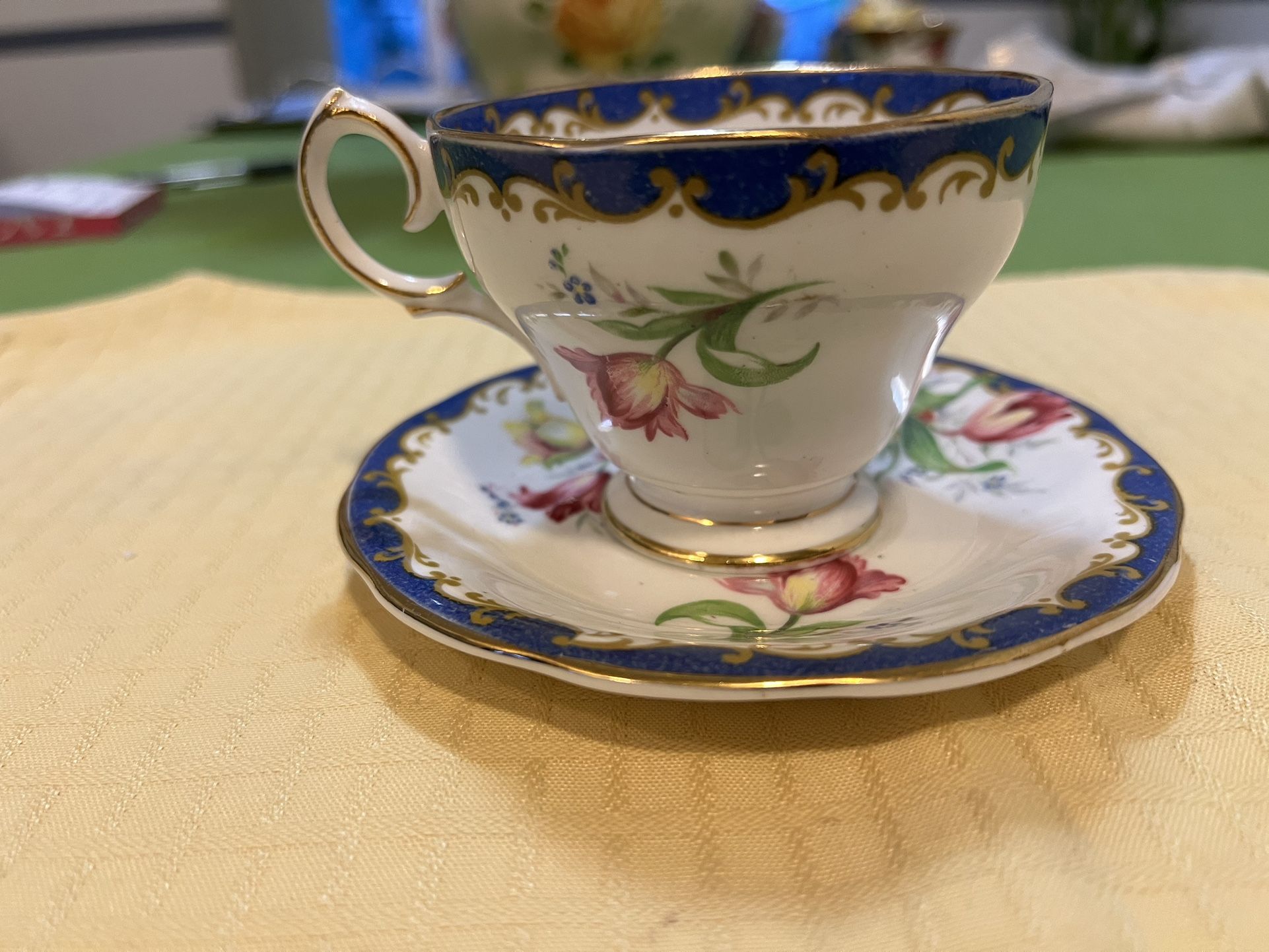 Bell “ Fine Bone China Tea Cup Set Narcissus Blue