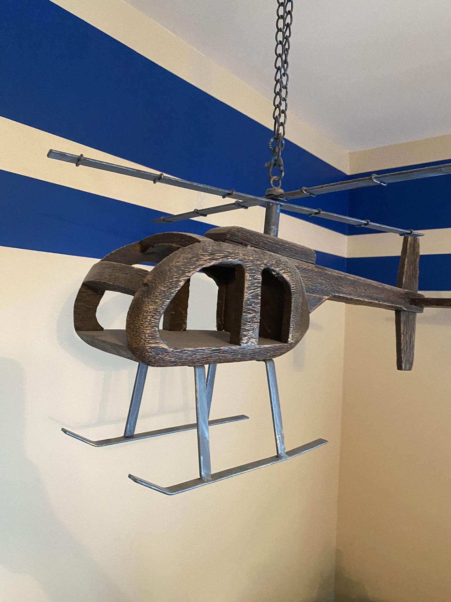 Hanging Wood And Metal Helicopter