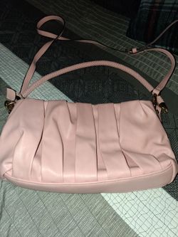 Pink Pleated Leather Shoulder Bag