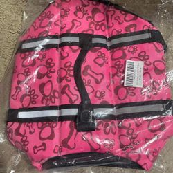 Dog Life Jacket, Reflective Small/Medium Dog Life Vest, Adjustable Dog Flotation Vest with Rescue Handle,   Size  M Pink 