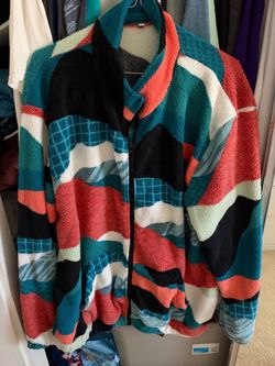 Multicolor Sherpa Fleece Zip-Up Jacket Size XXL