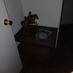 Square End Tables with a drawer. Dark Wood Approx 24x24x30