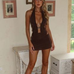 Outcast Mardea Mini Dress Chocolate