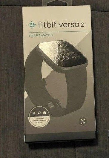 Fitbit - Versa 2 Smartwatch 40mm Aluminum Black/Carbon NEW    Rose gold also available