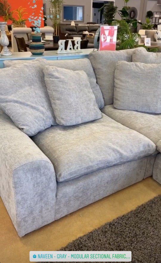 Naveen - Gray Linen - Modular Sectional Sofa Pre-Sets🔥3pc (2 wedge + 1 ottoman)