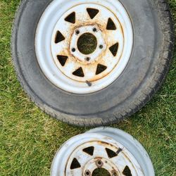 2....13 inch trailer tires. Tire has a lot of tread left that's in good condition...