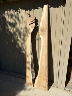 Pair Of Beautiful Oak Live Edge Slabs