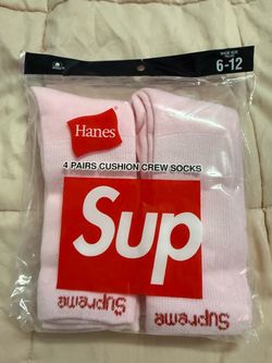 Supreme x Hanes Crew Socks 4-Pack Pink