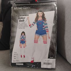 Music Legs Nightmare Killer Doll Costume XS
