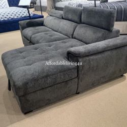 Dark Grey Pullout Sectional W/ Storage Chaise  Brand New In Box 