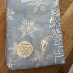 New Crate & Barrel 60”x120” Snowflake Tablecloth