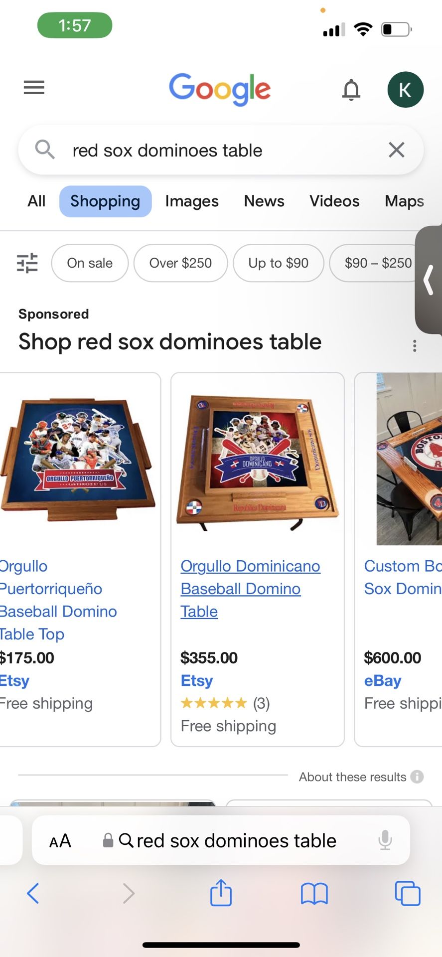 Red Sox Dominoes Table 