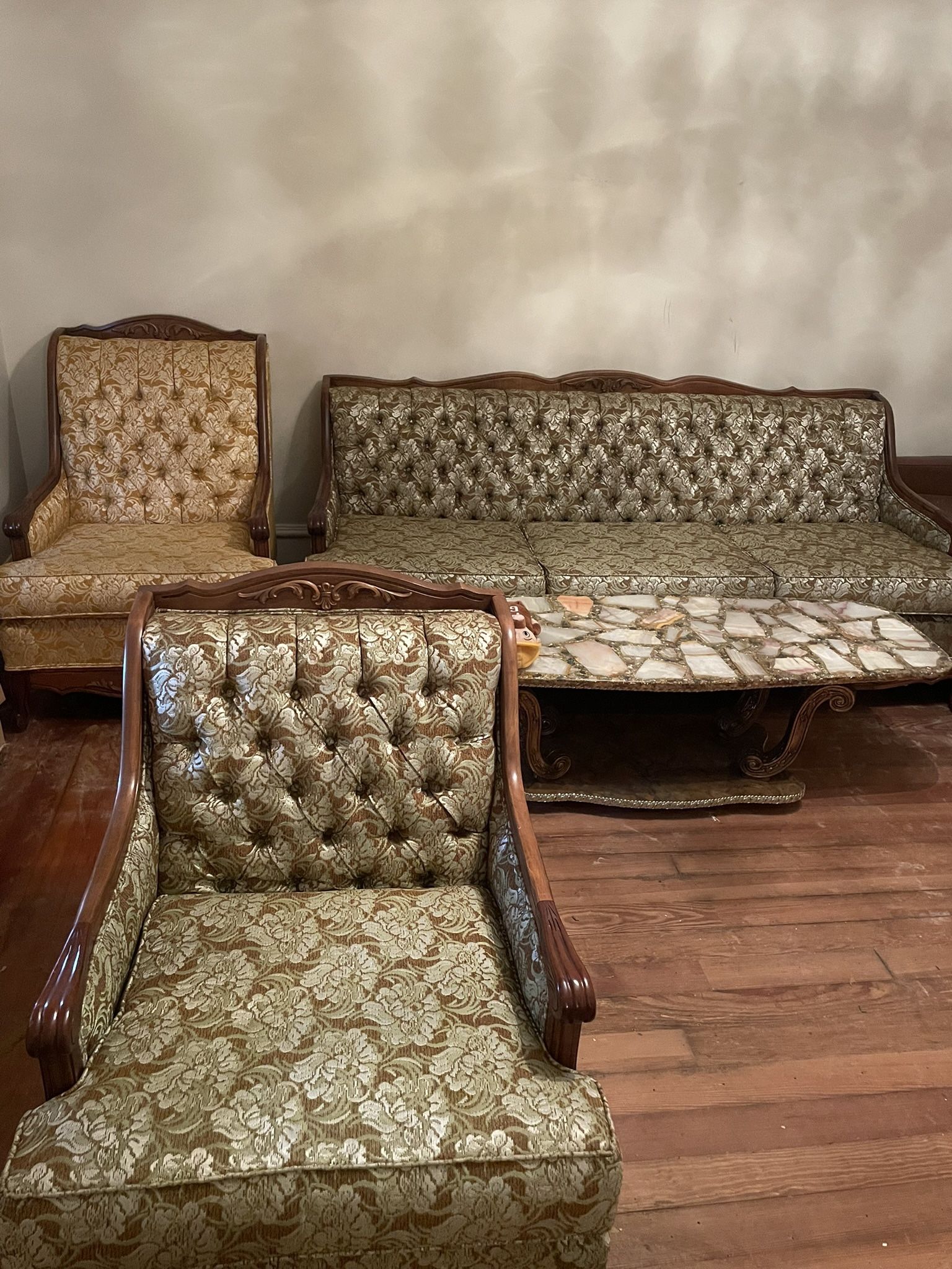 Vintage 1920s Sofa + Matching Chair + Additional Chair 