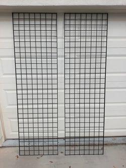 (2) Black Metal Gridwall Panels – 2’ x 7’ – Retail Display