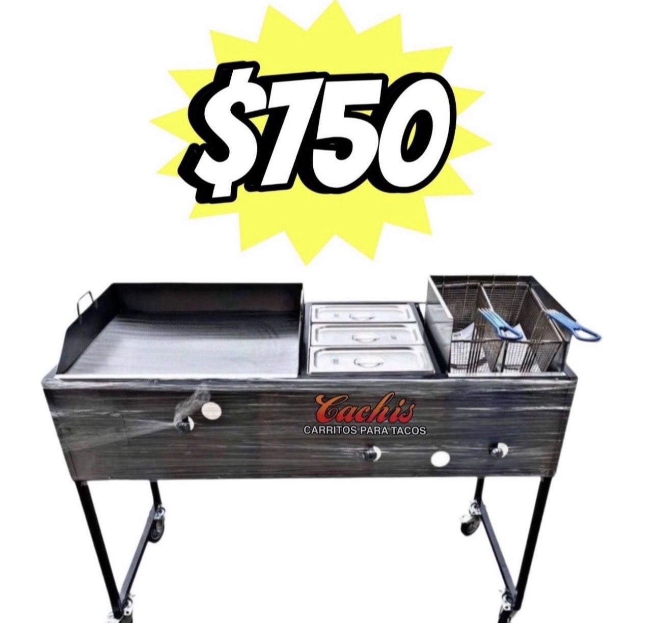 24" Griddle With 3 Warming Trays And Deep Fryer | Includes Hose With Regulator And 2 Baskets