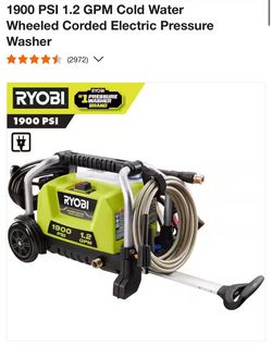 1900psi Pressure Washer Ryobi