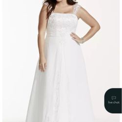 David’s Bridal  Wedding Dress Size 18  White Never Worn 