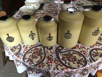 West Bend Canister Set Brown Beige Nesting Metal Vintage