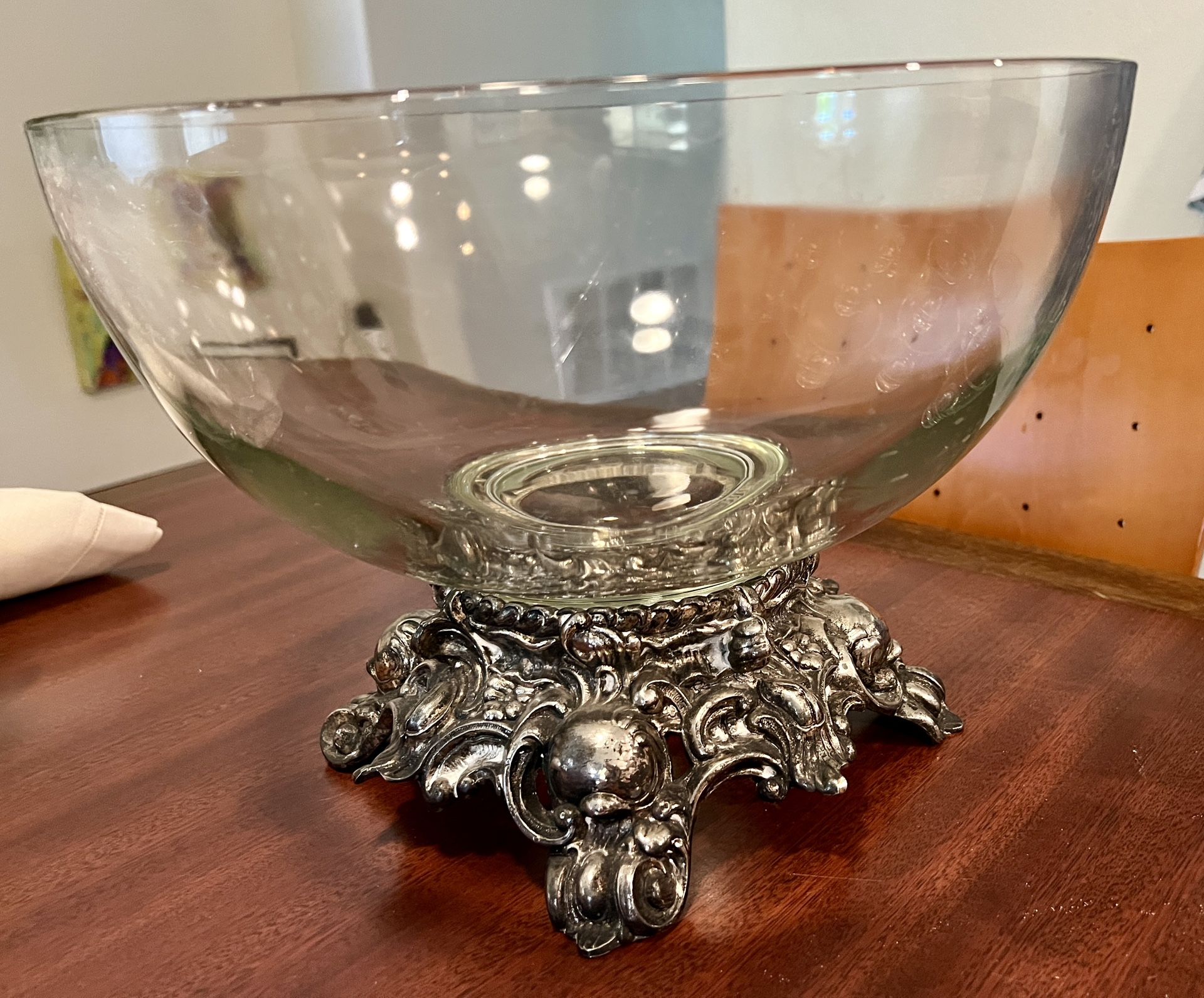 Vtg Ornate MCM Pitman-Dreitzer 15 Pc Punch Bowl Colony