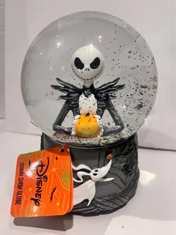 DISNEY Nightmare Before Christmas Jack Skellington & Zero Musical Snow Globe NEW