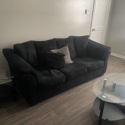 Couch, 2 End Tables w| dining table, Glass Kitchen table w| 4 Chairs