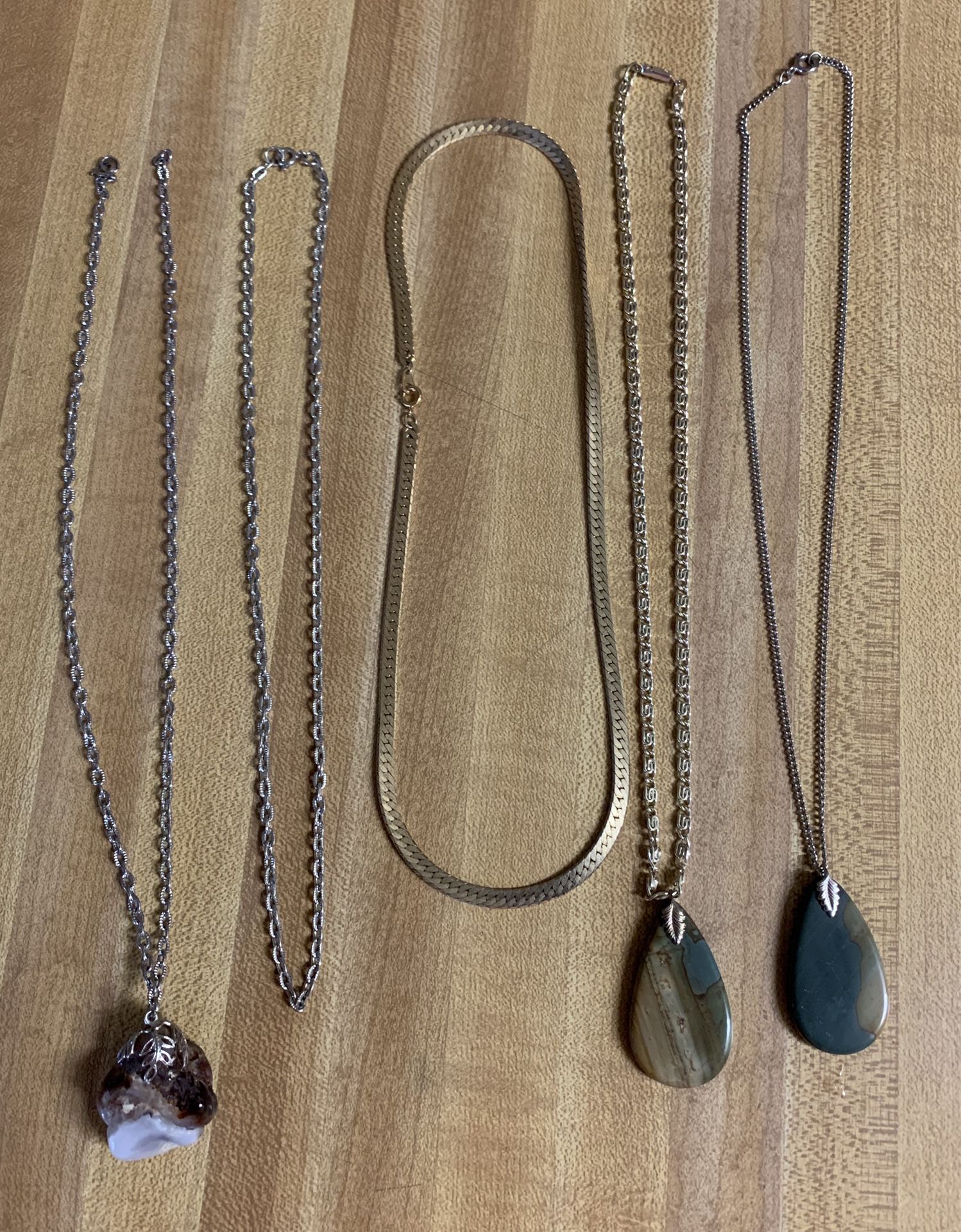 Lot Of 5 Necklaces With Three Pendants